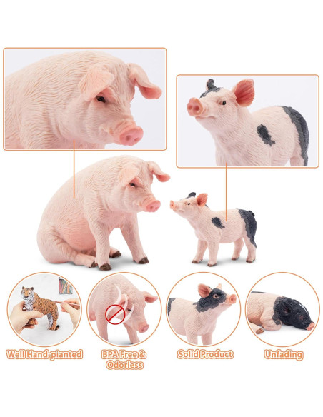 Figuras de Animales de Granja Toymany 16PCS Cerdo y Oveja