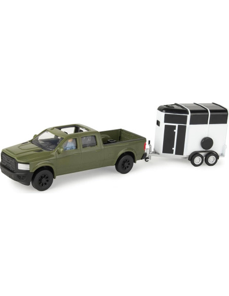 Camión Pickup Verde TOMY 1/32 con Remolque y Figuras