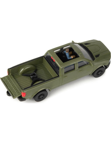 Camión Pickup Verde TOMY 1/32 con Remolque y Figuras