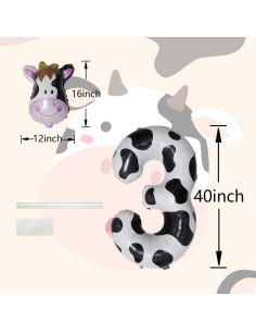 Globo de Número 101,6 cm Vaca Mylar MAILITOTO Fiesta Cumpleaños 2