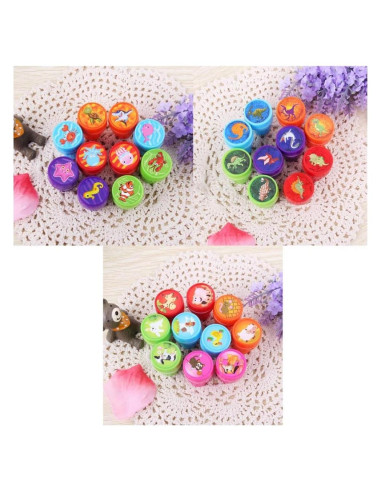 30 Sellos de Plástico Pre-Entintados NUOBESTY Animales y Dinosaurios