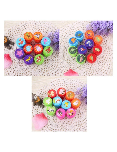 30 Sellos de Plástico Pre-Entintados NUOBESTY Animales y Dinosaurios