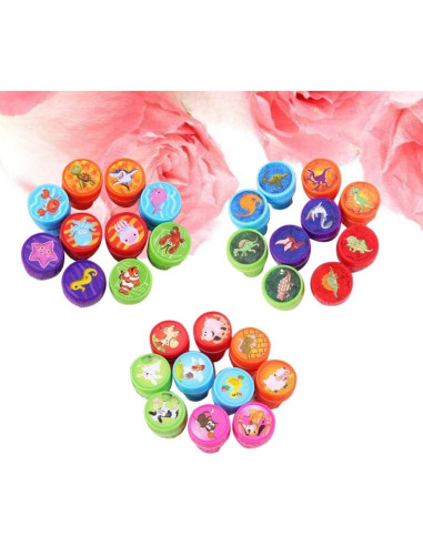 30 Sellos de Plástico Pre-Entintados NUOBESTY Animales y Dinosaurios