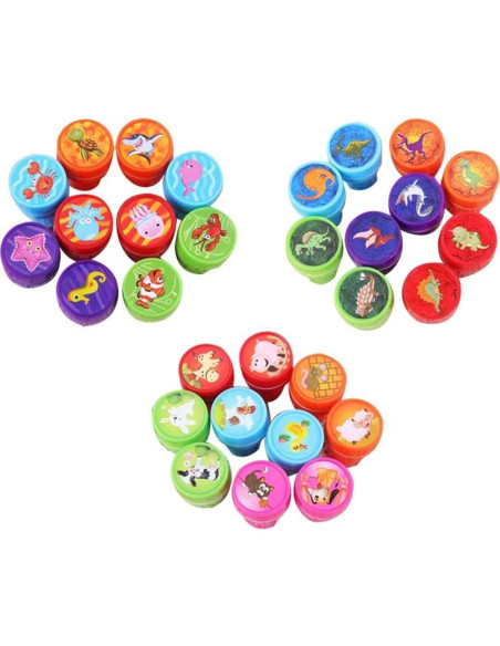 30 Sellos de Plástico Pre-Entintados NUOBESTY Animales y Dinosaurios