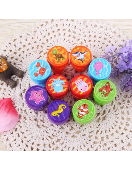 30 Sellos de Plástico Pre-Entintados NUOBESTY Animales y Dinosaurios