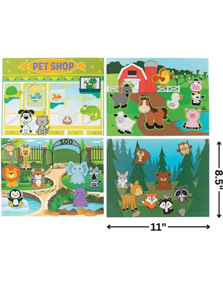 Pegatinas de Sombras de Animales Fun Express - 12 Piezas