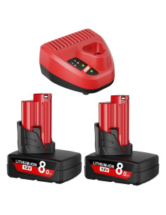 Paquete de 2 Baterías de 8000mAh 12V para Milwaukee M12