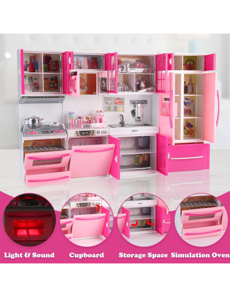 Juego de Cocina Mini Rosa Liberty Imports 4-en-1 con Muñeca Juego de Cocina Mini Rosa Liberty Imports 4-en-1 con Muñeca