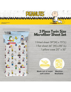 Juego de Sábanas Peanuts Snoopy 3 Piezas Microfibra Individual 2