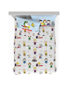 Juego de Sábanas Queen Peanuts Snoopy Microfibra 4 Piezas