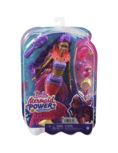 Muñeca Barbie Sirena Poder Brooklyn con Mascota Fénix y Accesorios