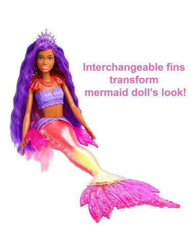 Muñeca Barbie Sirena Poder Brooklyn con Mascota Fénix y Accesorios