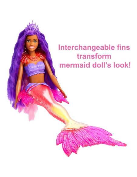 Muñeca Barbie Sirena Poder Brooklyn con Mascota Fénix y Accesorios