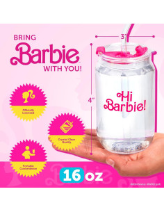 Vasos de Vidrio Dragon Glassware Barbie 16 oz Set de 2 2