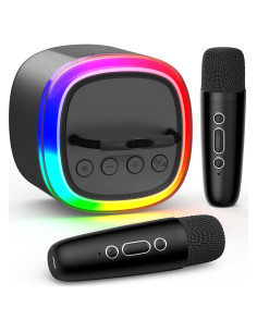 Mini Máquina de Karaoke HWWR D17G-T con 2 Micrófonos