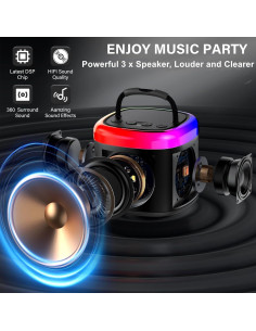 Mini Máquina de Karaoke HWWR D17G-T con 2 Micrófonos 2