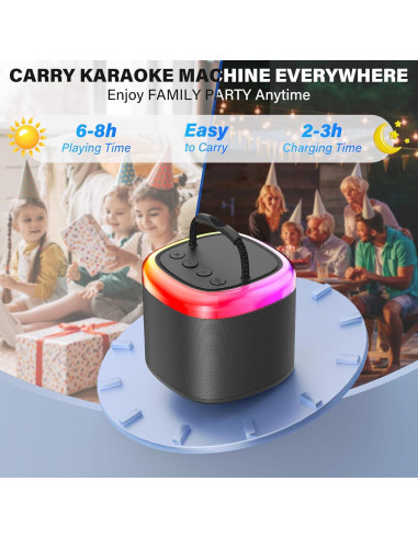 Mini Máquina de Karaoke HWWR D17G Bluetooth para Niños