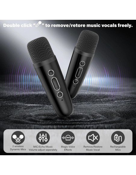 Mini Máquina de Karaoke HWWR D17G Bluetooth para Niños
