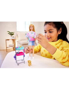 Muñeca Barbie Estilista Malibu con 14 Accesorios y Carrito 2