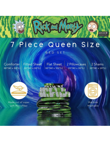 Juego de Cama 7 Piezas Franco Rick & Morty Reina