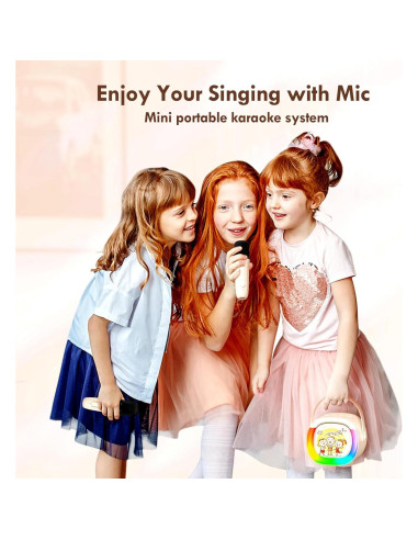 Mini Máquina de Karaoke HWWR D28T 2 Micrófonos Inalámbricos