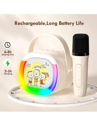 Mini Máquina de Karaoke HWWR D28T 2 Micrófonos Inalámbricos