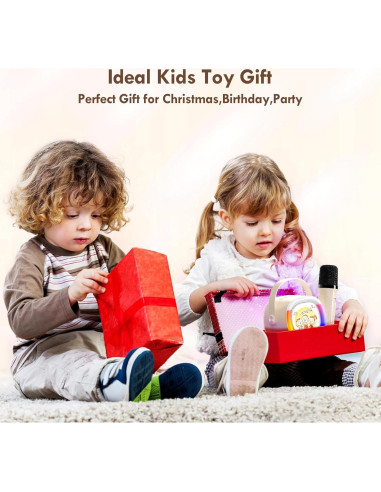 Mini Máquina de Karaoke HWWR D28T 2 Micrófonos Inalámbricos