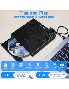 Unidad DVD Externa NOLYTH USB-C con Audio 3.5mm y Lector SD 2