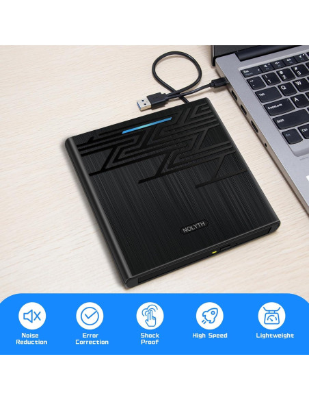 Unidad DVD Externa NOLYTH USB-C con Audio 3.5mm y Lector SD