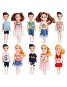 Conjunto de 10 Muñecas Mini ONEST 12,7 cm con Ropa y Accesorios