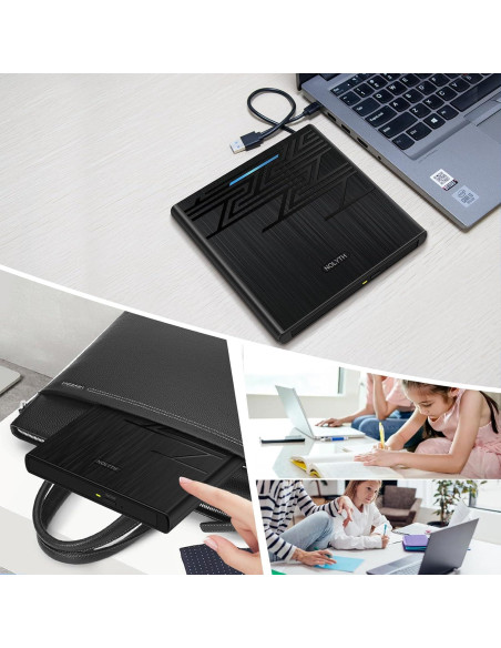 Unidad DVD Externa NOLYTH USB-C con Audio 3.5mm y Lector SD