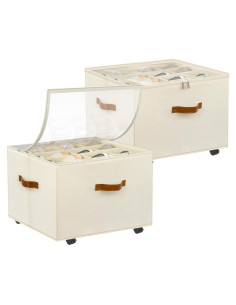 Organizador de Zapatos Foyego 2 Paquetes Beige Apilable 32 Pares