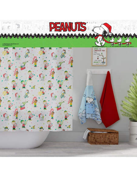 Cortina de Ducha Peanuts Franco 182x182 cm Navidad