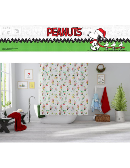 Cortina de Ducha Peanuts Franco 182x182 cm Navidad