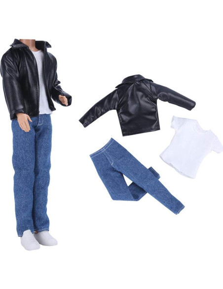 E-TING Abrigo de Cuero para Muñecas 29 cm y 30 cm Negro E-TING Abrigo de Cuero para Muñecas 29 cm y 30 cm Negro