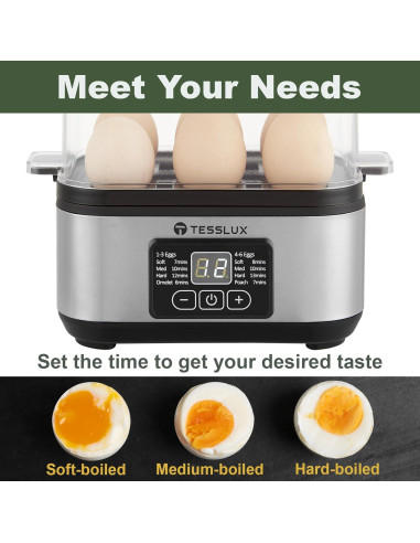 Cocedor de Huevos Eléctrico Tesslux TXEC-2409, 6 Huevos