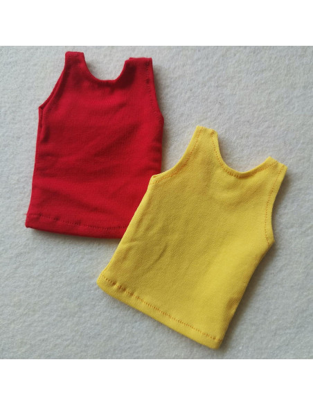 Ropa para muñecos SSbeauty M Chaleco Rojo y Amarillo 1/6