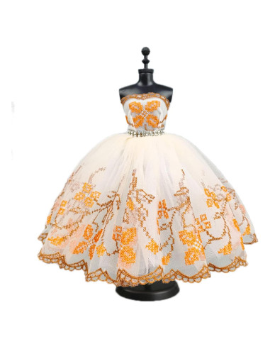 Vestido de Ballet para Muñeca HWKJ Tutu Naranja 3 Capas