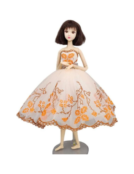 Vestido de Ballet para Muñeca HWKJ Tutu Naranja 3 Capas