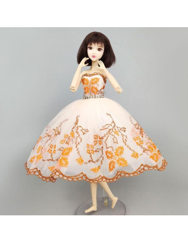 Vestido de Ballet para Muñeca HWKJ Tutu Naranja 3 Capas