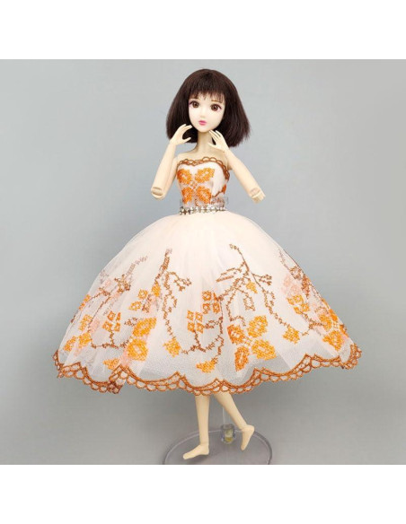 Vestido de Ballet para Muñeca HWKJ Tutu Naranja 3 Capas