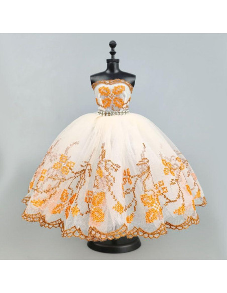 Vestido de Ballet para Muñeca HWKJ Tutu Naranja 3 Capas