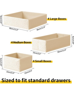 Organizador de Cajones Easortm 12 Piezas Beige Plegable 2