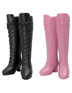 2 Pares de Botas para Muñeca BuleVina Rosa y Negro