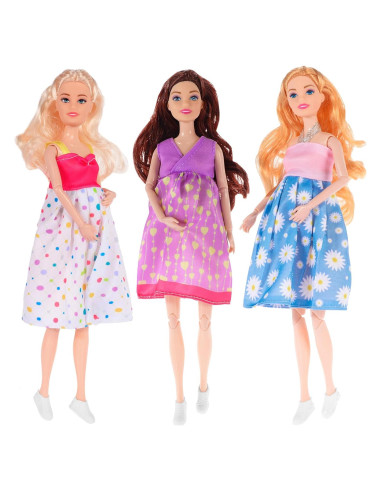 Paquete de 3 muñecas embarazadas Dollbie 29 cm intercambiables