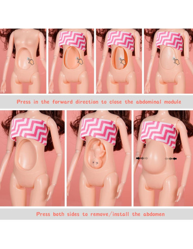 Paquete de 3 muñecas embarazadas Dollbie 29 cm intercambiables