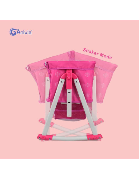 Cama de Muñeca ANIVIA DP601 Rosa 2 en 1 Cuna y Columpio