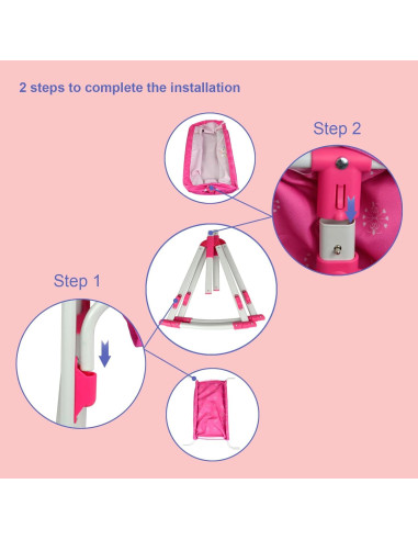 Cama de Muñeca ANIVIA DP601 Rosa 2 en 1 Cuna y Columpio