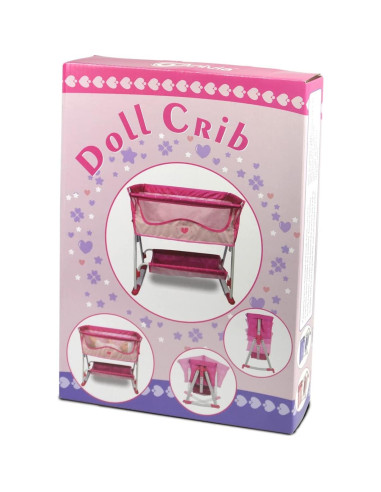 Cama de Muñeca ANIVIA DP601 Rosa 2 en 1 Cuna y Columpio