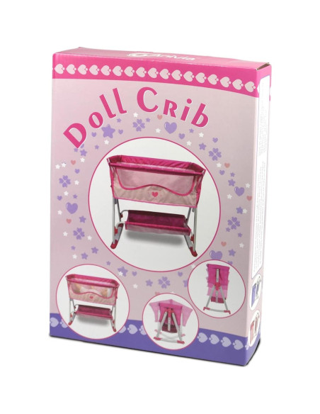 Cama de Muñeca ANIVIA DP601 Rosa 2 en 1 Cuna y Columpio